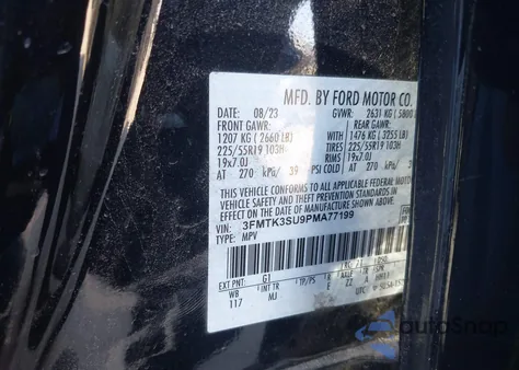 2023 Ford Mustang Mach-E Premium z USA, uszkodzony, nr VIN 3FMTK3SU9PMA77199